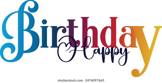Gradient color, Happy Brithday golden luxury text effect design