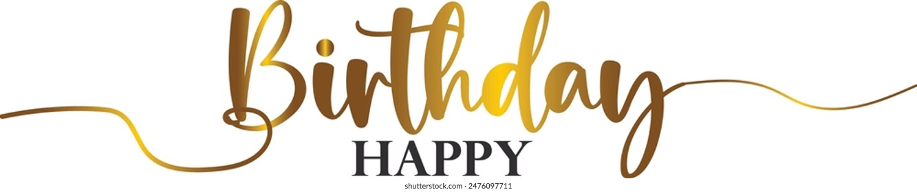 Gradient color, Happy Brithday golden luxury text effect design