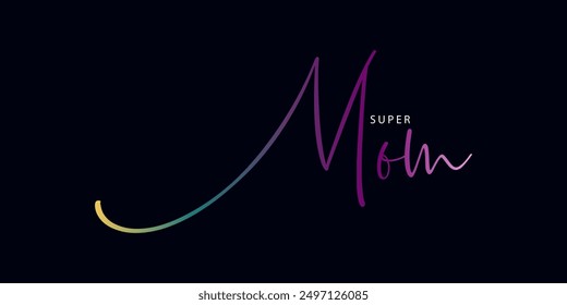 gradient color Happy Mother's Day lettering on a white. Bright illustration with red flowers and shadow. Paper flowers for the holiday.