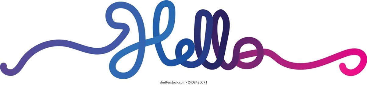 gradient color hello, Hello quote message bubble. Calligraphic simple l