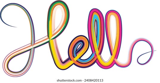 gradient color hello, Hello quote message bubble. Calligraphic simple l