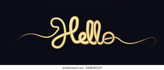 gradient color hello, Hello quote message bubble. Calligraphic simple l