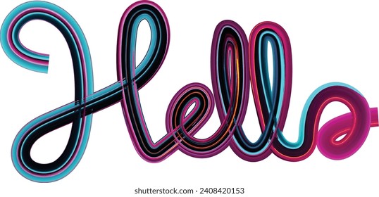 gradient color hello, Hello quote message bubble. Calligraphic simple l
