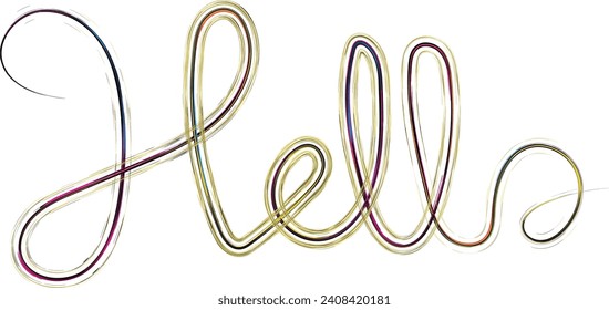 gradient color hello, Hello quote message bubble. Calligraphic simple l