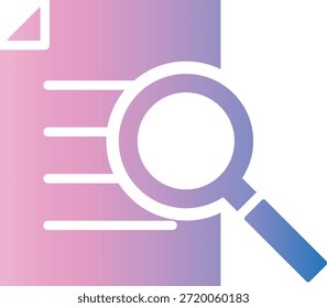 Icono de color degradado del documento y la lupa que representa un análisis detallado del negocio.