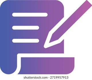 Icono de color degradado de un documento con mezcla de lápiz, edición en pastel y escritura.