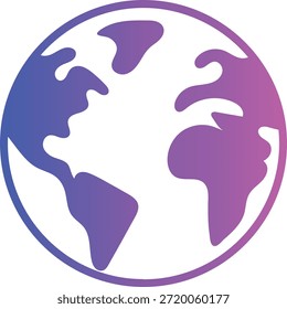 Icono de color degradado del globo que representa el análisis del mercado mundial.