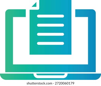 Gradient color icon of laptop with document representing online business documentation.