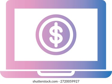 Gradient color icon of laptop and dollar symbolizing digital finance platform.