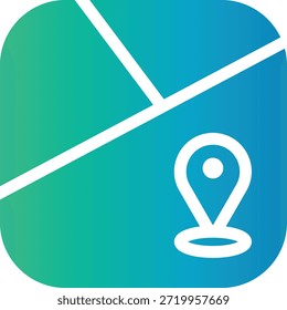 Gradient color icon of a map location pin, vibrant navigation blend.