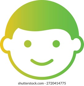 Ícone de cor de gradiente do menino sorridente representando a infância brincalhona