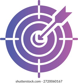 Ícone de cor de gradiente do destino com seta simbolizando o foco de mercado de precisão.
