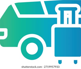 Ícone de cor de gradiente de uma van com bagagem, mistura colorida transporte de viagem.