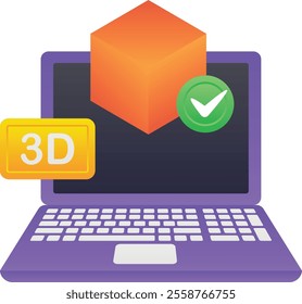 Gradient color illustration for 3d cube design laptop