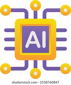 Gradient color illustration for Ai microchip