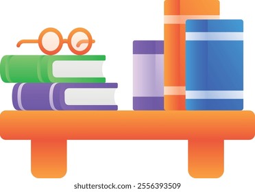 Gradient color illustration for Bookshelf, books