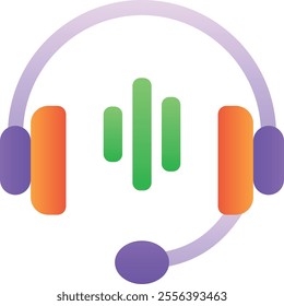 Gradient color illustration for E Learning, headphones