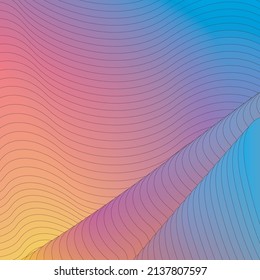 Gradient color illustration with few object blue, red, pink, yellow