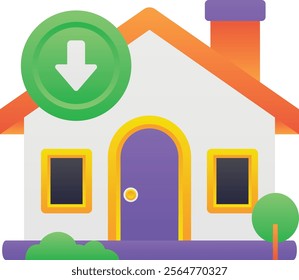 Gradient color illustration for House value down