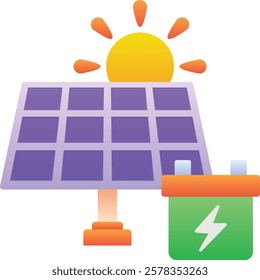 Gradient color illustration for Solar panel battery