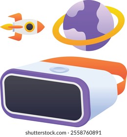 Gradient color illustration for Vr glasses galaxy