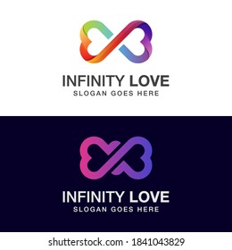 diseño de logotipo de amor infinito de color degradado con dos versiones