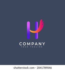 gradient color letter h logo