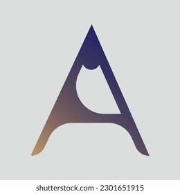 Gradient color letter A text t-shirt vector design on white background. Letter A typography logo design template element.