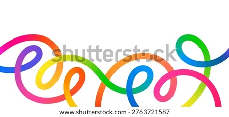 Gradient Color Line Waves Pattern. Abstract Vector Swirl Lines in Bright Rainbow Colors. Dynamic Background Design with Flowing Ribbons with Gradation.