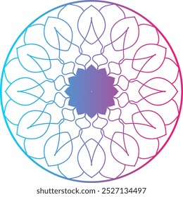 gradient color mandala design. mandala design, mandala design with intricate patterns in blue, red, and orange on a warm gradient background