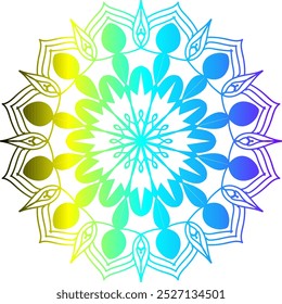 gradient color mandala design. mandala design, mandala design with intricate patterns in blue, red, and orange on a warm gradient background