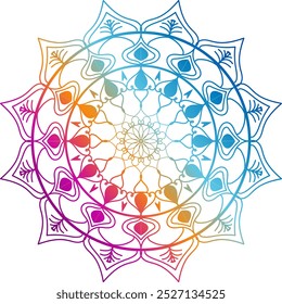 gradient color mandala design. mandala design, mandala design with intricate patterns in blue, red, and orange on a warm gradient background