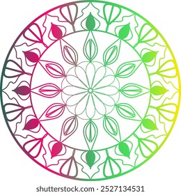 gradient color mandala design. mandala design, mandala design with intricate patterns in blue, red, and orange on a warm gradient background