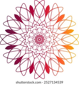 gradient color mandala design. mandala design, mandala design with intricate patterns in blue, red, and orange on a warm gradient background