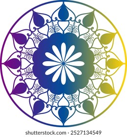 gradient color mandala design. mandala design, mandala design with intricate patterns in blue, red, and orange on a warm gradient background