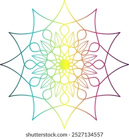 gradient color mandala design. mandala design, mandala design with intricate patterns in blue, red, and orange on a warm gradient background