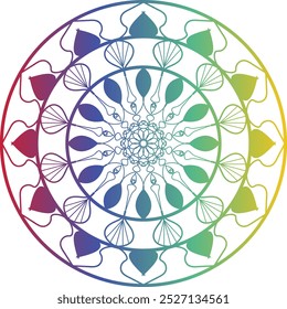 gradient color mandala design. mandala design, mandala design with intricate patterns in blue, red, and orange on a warm gradient background