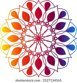 gradient color mandala design. mandala design, mandala design with intricate patterns in blue, red, and orange on a warm gradient background