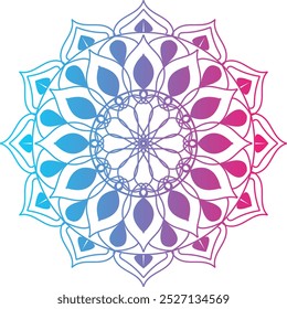 gradient color mandala design. mandala design, mandala design with intricate patterns in blue, red, and orange on a warm gradient background