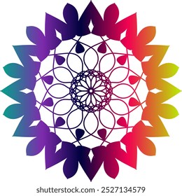 gradient color mandala design. mandala design, mandala design with intricate patterns in blue, red, and orange on a warm gradient background