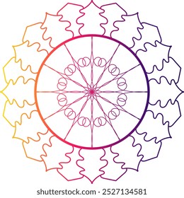 gradient color mandala design. mandala design, mandala design with intricate patterns in blue, red, and orange on a warm gradient background