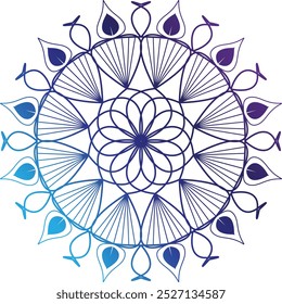 gradient color mandala design. mandala design, mandala design with intricate patterns in blue, red, and orange on a warm gradient background