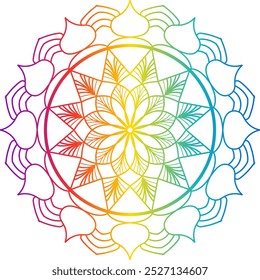 gradient color mandala design. mandala design, mandala design with intricate patterns in blue, red, and orange on a warm gradient background