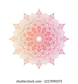 Gradient color mandala on white isolated background, Mandala with floral patterns. Ornaments