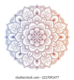 Gradient color mandala on white isolated background, Mandala with floral patterns. Ornaments