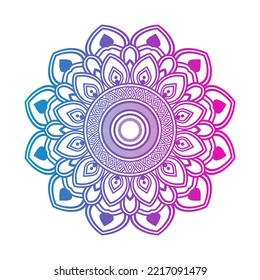 Gradient color mandala on white isolated background, Mandala with floral patterns. Ornaments