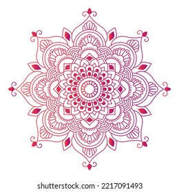 Gradient color mandala on white isolated background, Mandala with floral patterns. Ornaments