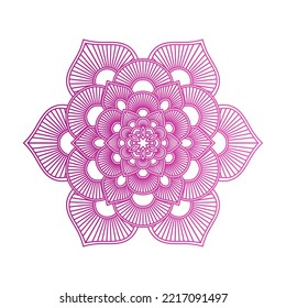 Gradient color mandala on white isolated background, Mandala with floral patterns. Ornaments