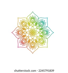 Gradient color mandala pattern on white isolated background. Vector background for yoga, meditation poster, banner, wallpaper and your desired ideas.