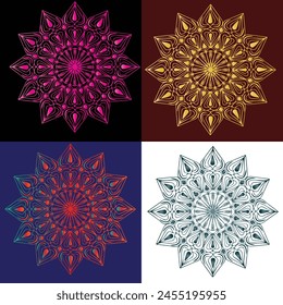 Gradient color mandala pattern on white isolated background. Vector background for yoga, meditation poster, banner, wallpaper design